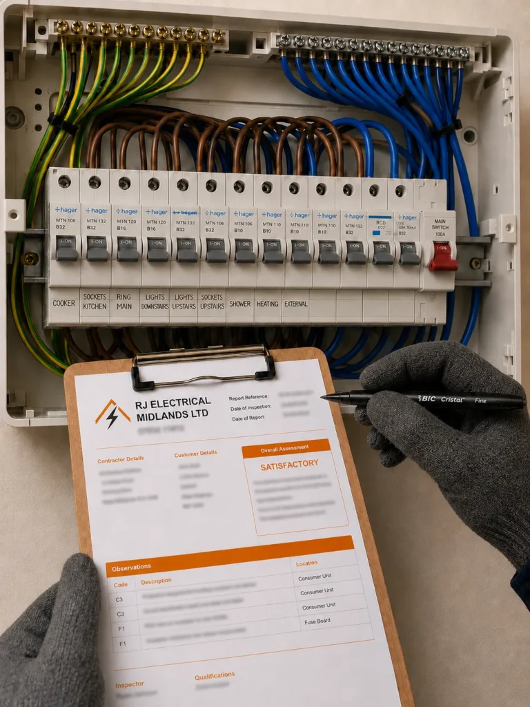 Electrical panel with inspection report