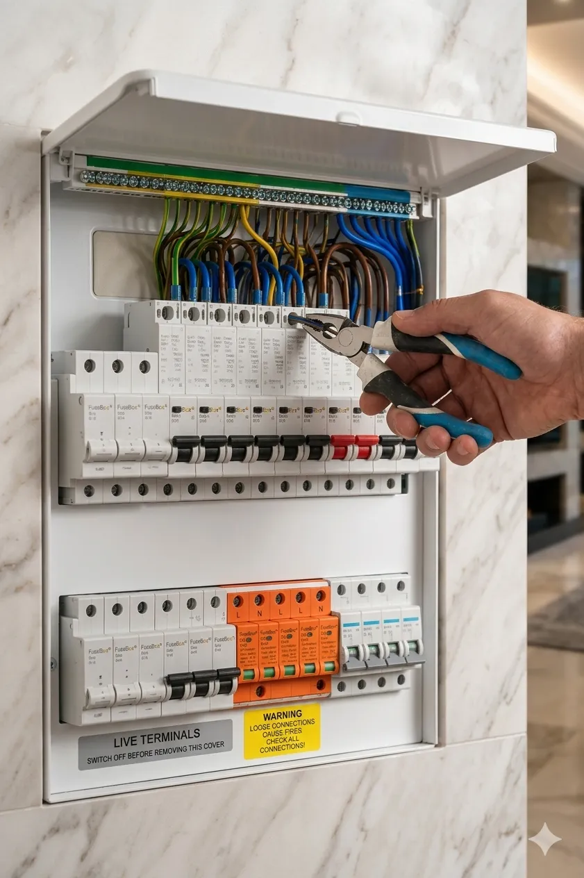Person working on electrical panel