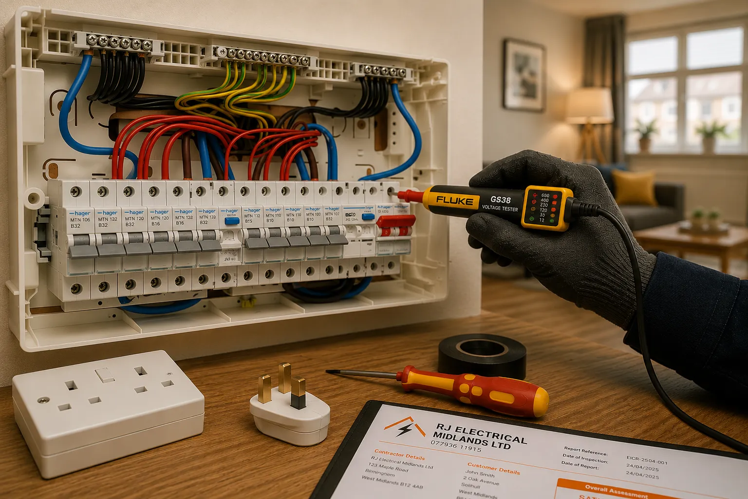 Electrical panel with testing equipment