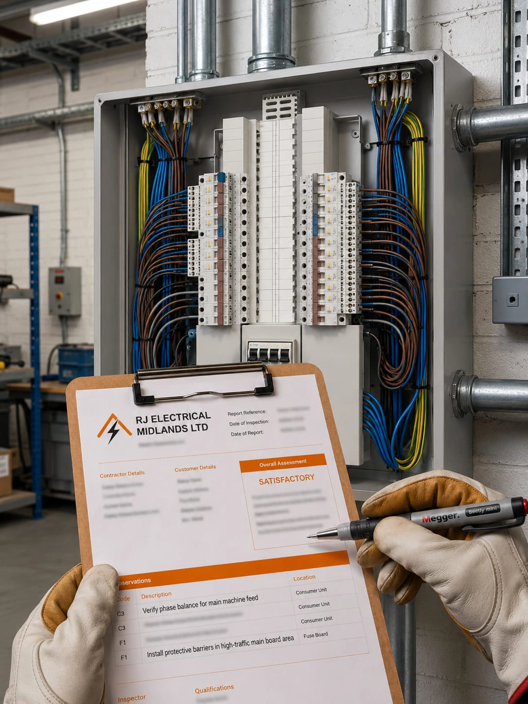 Electrical panel with inspection checklist